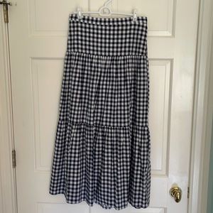 J. Crew Navy Gingham Maxi Skirt
